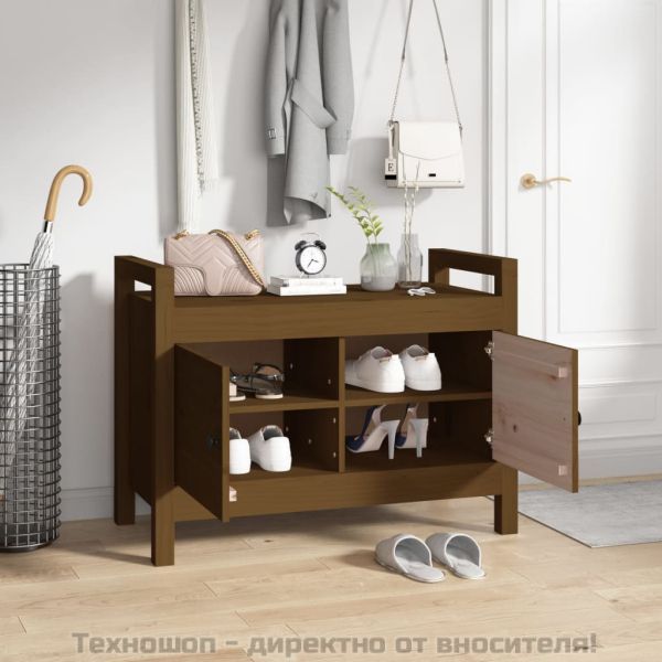 Пейка за антре меденокафява 80x40x60 см борово дърво масив