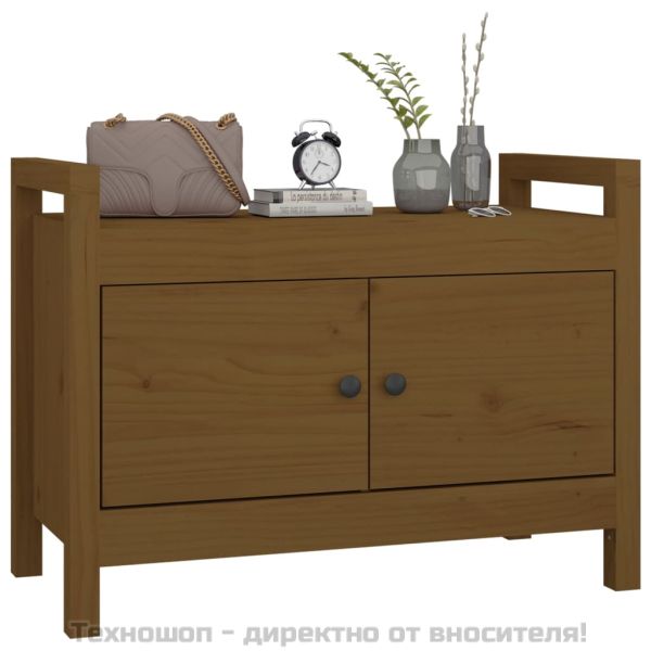 Пейка за антре меденокафява 80x40x60 см борово дърво масив