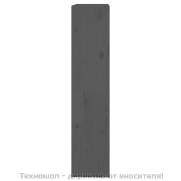 Библиотека/разделител за стая, сива, 80x30x135,5 см, бор масив