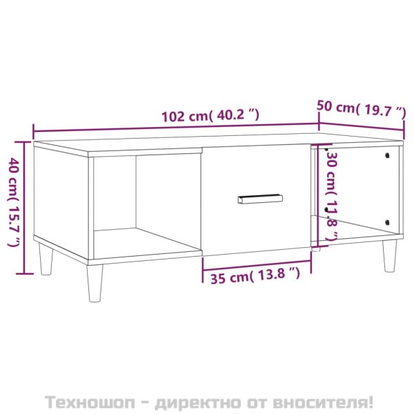 Кафе маса, сив сонома, 102x50x40 см, инженерно дърво