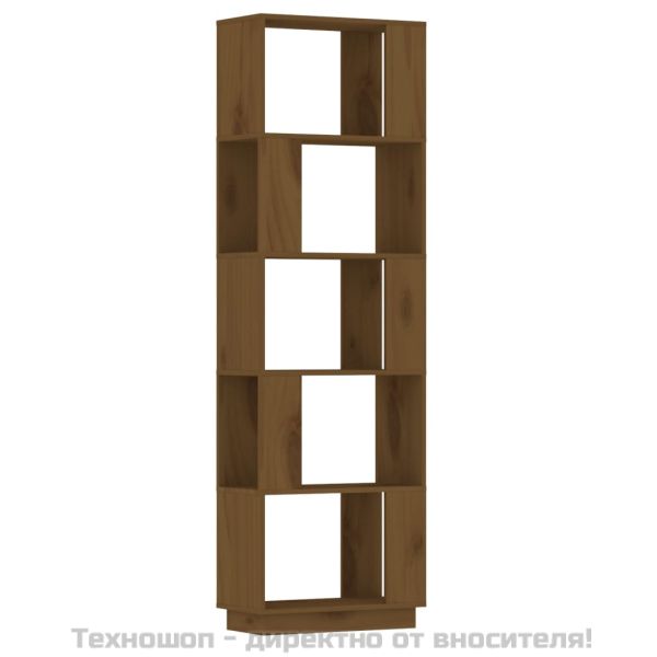 Библиотека/разделител за стая меденокафява 51x25x163,5 см бор