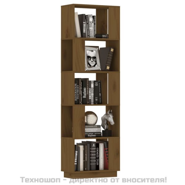 Библиотека/разделител за стая меденокафява 51x25x163,5 см бор