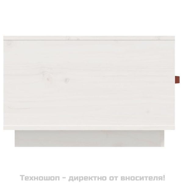 Кафе маса, бяла, 60x53x35 см, борово дърво масив
