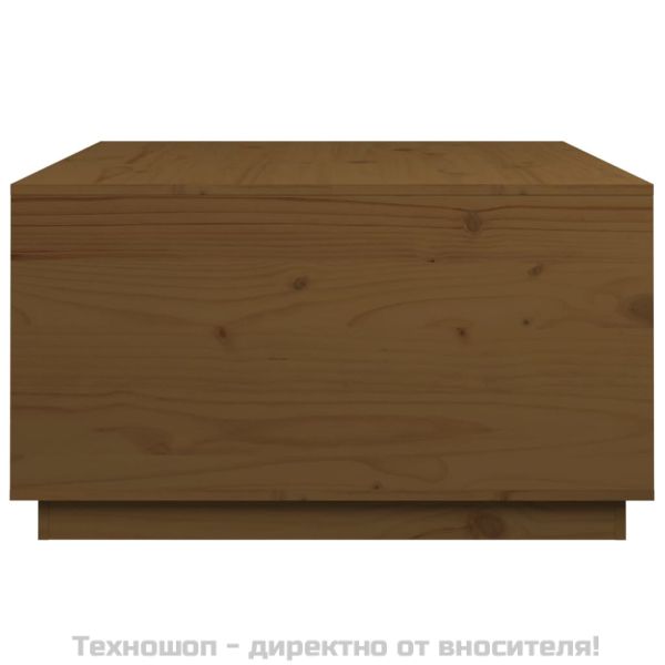 Кафе маса, меденокафява, 80x80x45 см, борово дърво масив