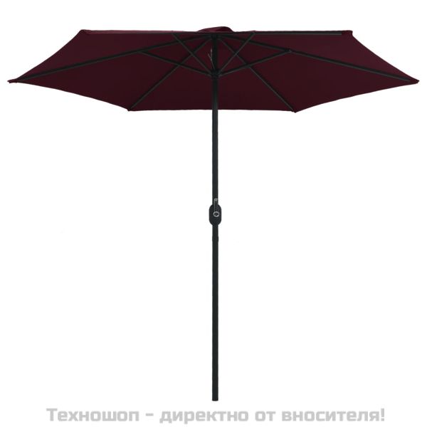 Градински чадър с алуминиев прът, 270x246 см, бордо червен