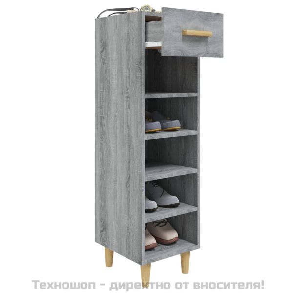 Шкаф за обувки, сив сонома, 30x35x105 см, инженерно дърво