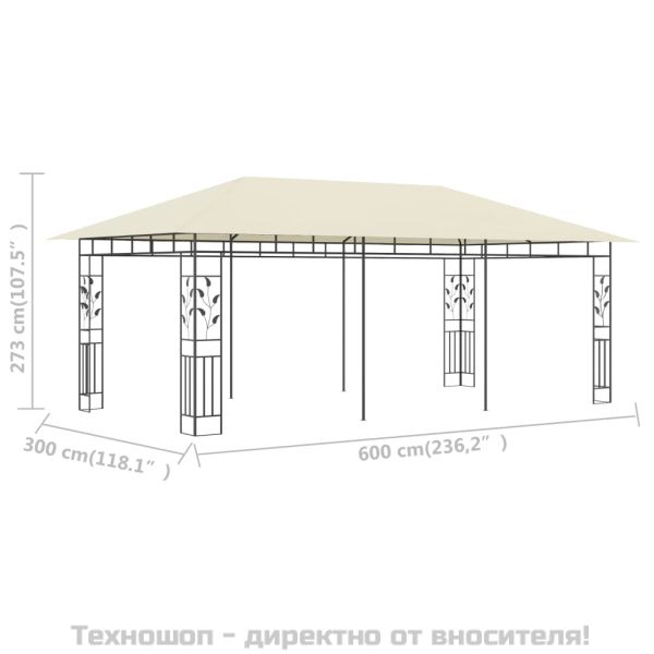 Шатра с мрежа против комари, 6x3x2,73 м, кремава