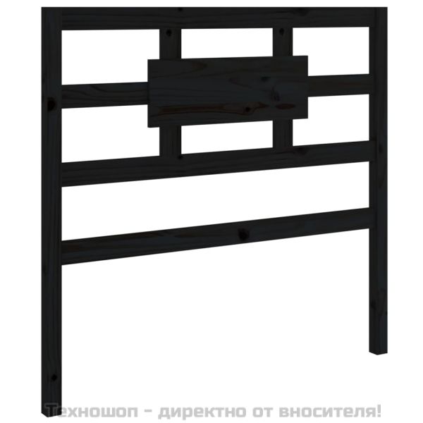 Горна табла за легло, черна, 95,5x4x100 см, бор масив