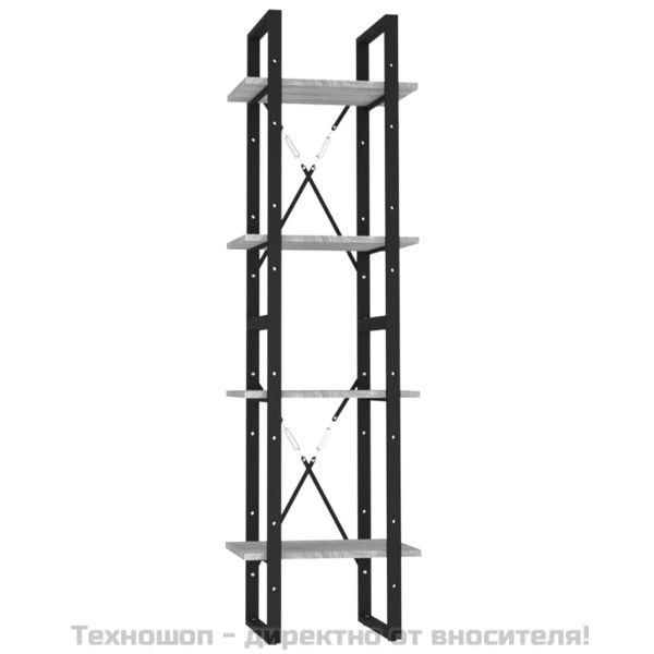 Библиотека на 4 нива, сив сонома, 40x30x140 см, инженерно дърво