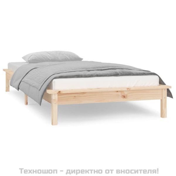 Рамка за легло с LED осветление 100x200 см масивно дърво