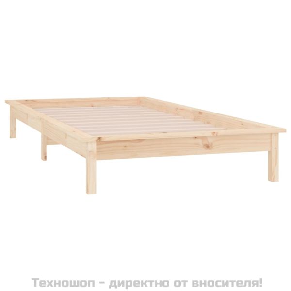 Рамка за легло с LED осветление 100x200 см масивно дърво