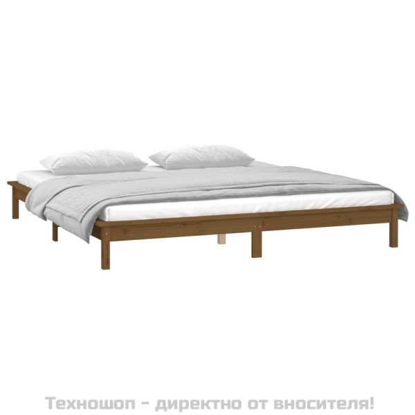 LED легло меденокафяво 120x190 см Small Double масивно дърво