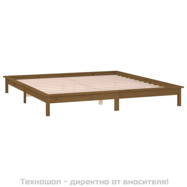 LED легло меденокафяво 120x190 см Small Double масивно дърво