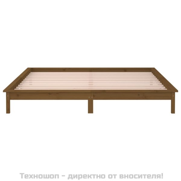 LED легло меденокафяво 120x190 см Small Double масивно дърво