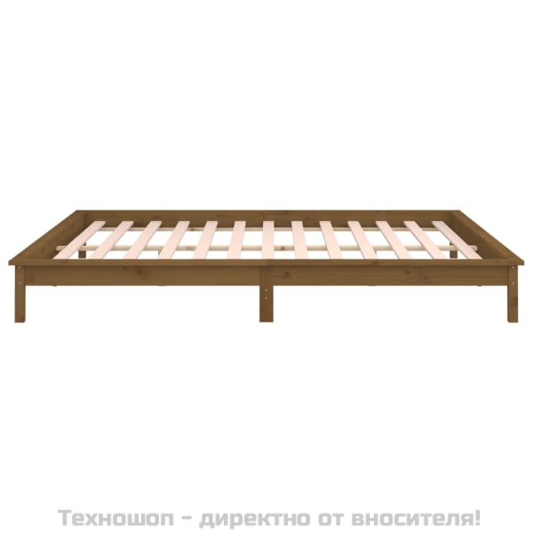Рамка за легло с LED меденокафява 160x200 см масивно дърво