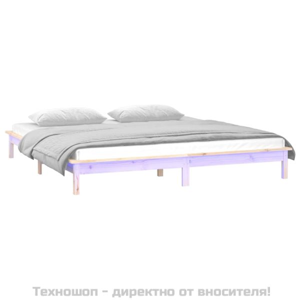 Рамка за легло с LED осветление 200x200 см масивно дърво