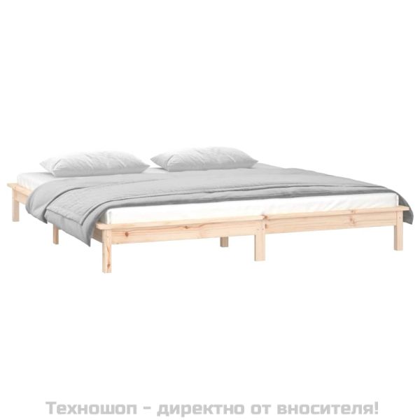 Рамка за легло с LED осветление 120x200 см масивно дърво