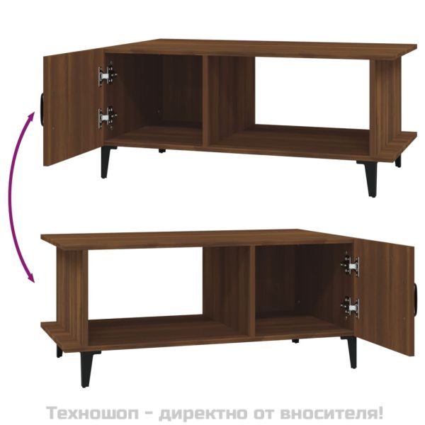 Кафе маса, кафяв дъб, 90x50x40 см, инженерно дърво