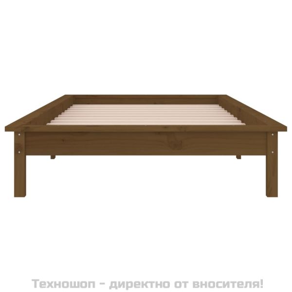 Рамка за легло с LED меденокафява 90x200 см масивно дърво