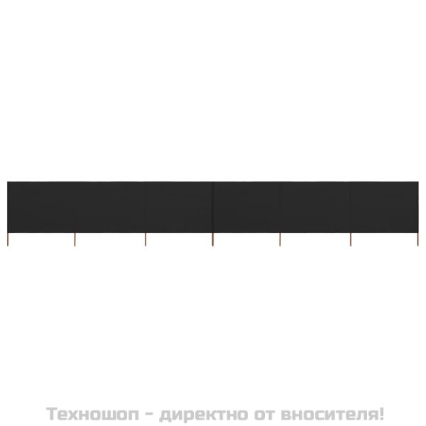 Параван против вятър от 6 панела, текстил, 800x80 см, черен