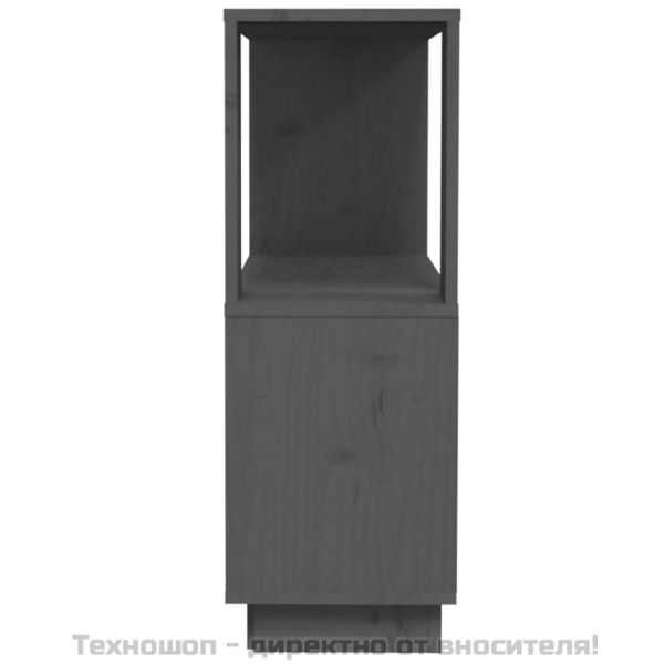 Библиотека/разделител за стая, сива, 80x25x70 см, бор масив