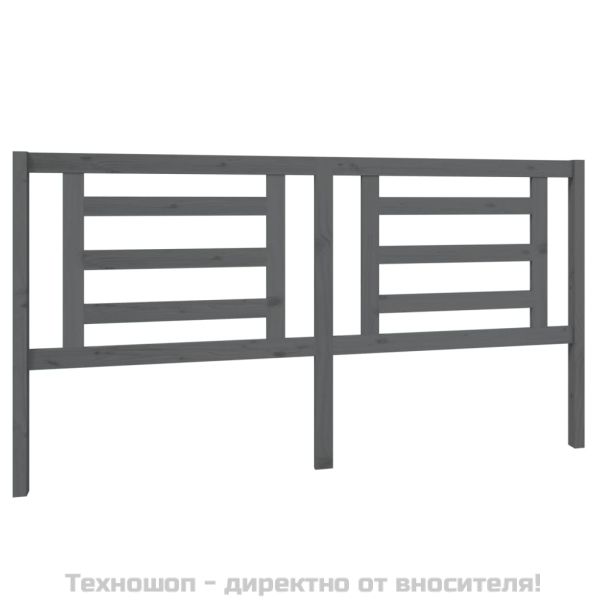 Горна табла за легло, сива, 186x4x100 см, бор масив