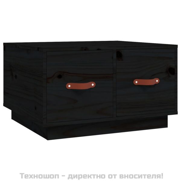 Кафе маса, черна, 60x53x35 см, борово дърво масив