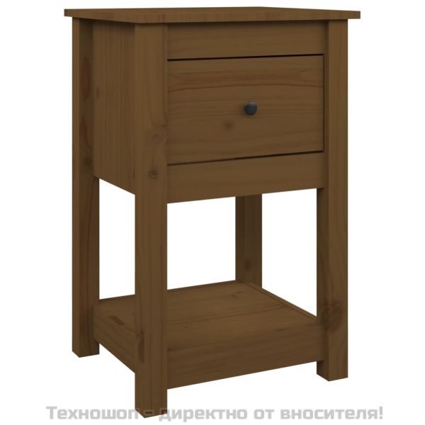 Нощни шкафчета, 2 бр, меденокафяви, 40x35x61,5 см, бор масив