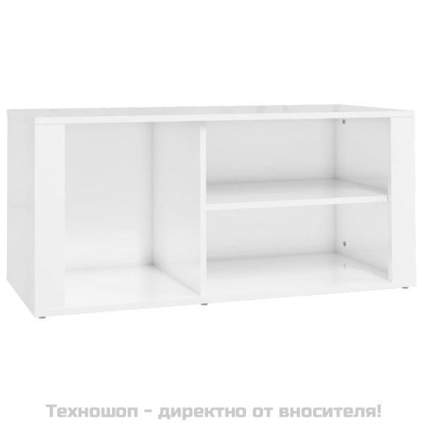 Шкаф за обувки, бял гланц, 100x35x45 см, инженерно дърво