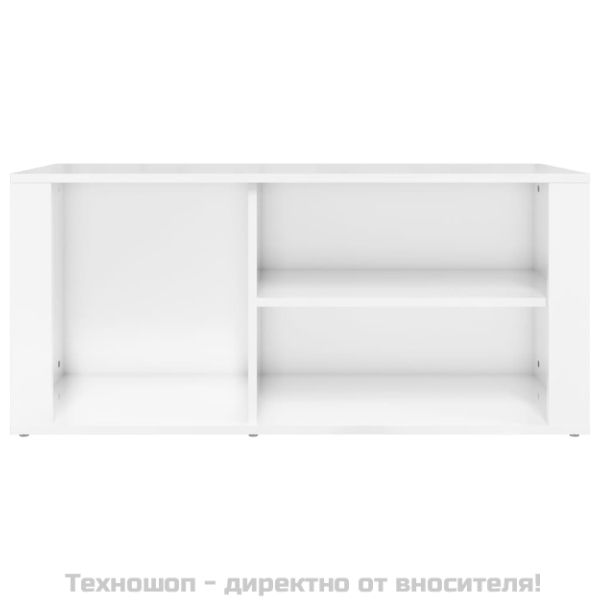 Шкаф за обувки, бял гланц, 100x35x45 см, инженерно дърво