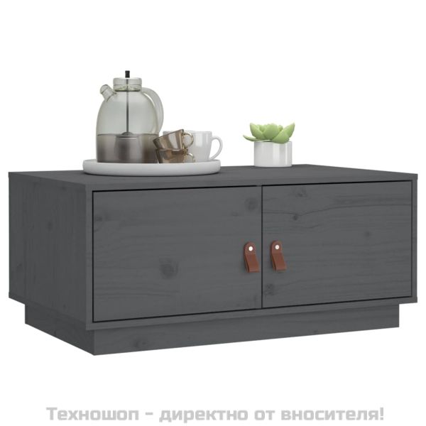 Кафе маса, сивa, 80x50x35 см, борово дърво масив