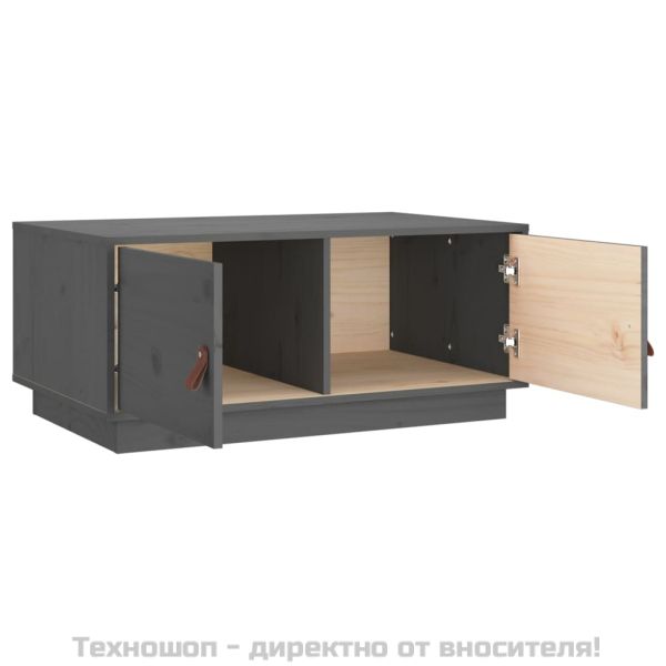 Кафе маса, сивa, 80x50x35 см, борово дърво масив