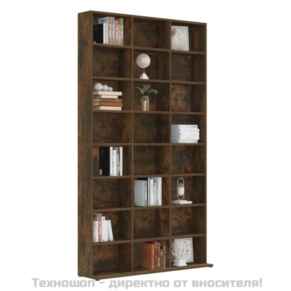 Етажерка за дискове опушен дъб 102x23x177,5 см инженерно дърво