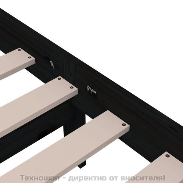 Рамка за легло, черна, дърво масив, 150x200 cм, King Size