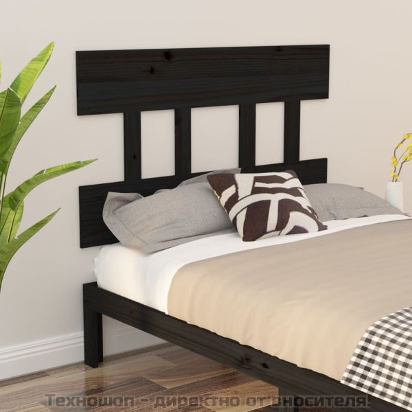 Горна табла за легло, черна, 93,5x3x81 см, бор масив