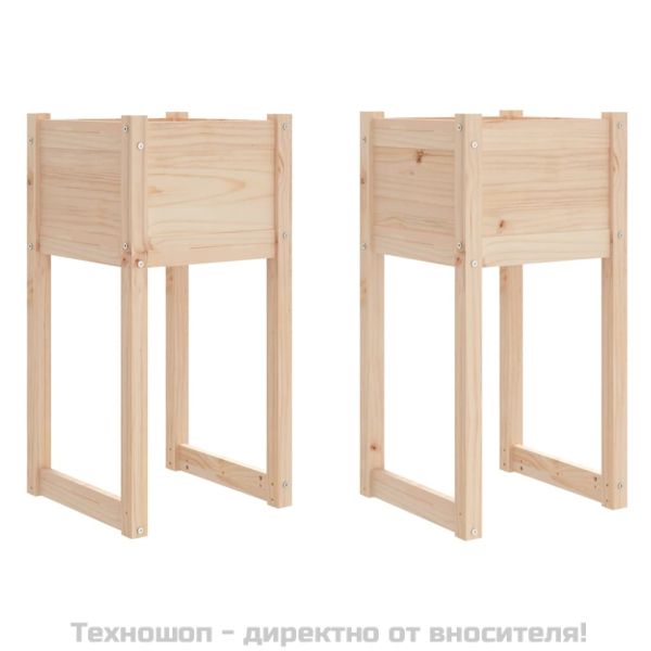 Плантери, 2 бр, 40x40x81 см, борово дърво масив
