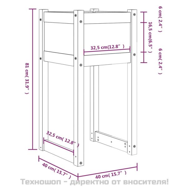 Плантери, 2 бр, 40x40x81 см, борово дърво масив