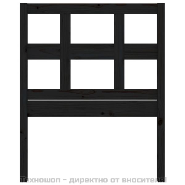 Горна табла за легло, черна, 95,5x4x100 см, бор масив