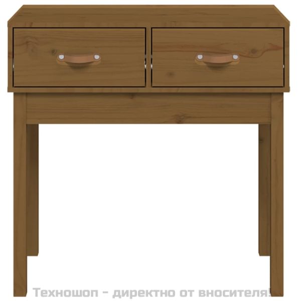 Конзолна маса, меденокафява, 76,5x40x75 см, борово дърво масив