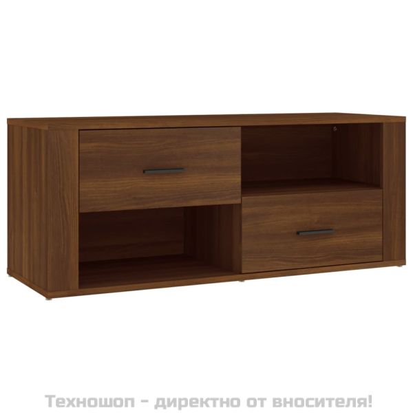 ТВ шкаф, кафяв дъб, 100x35x40 см, инженерно дърво