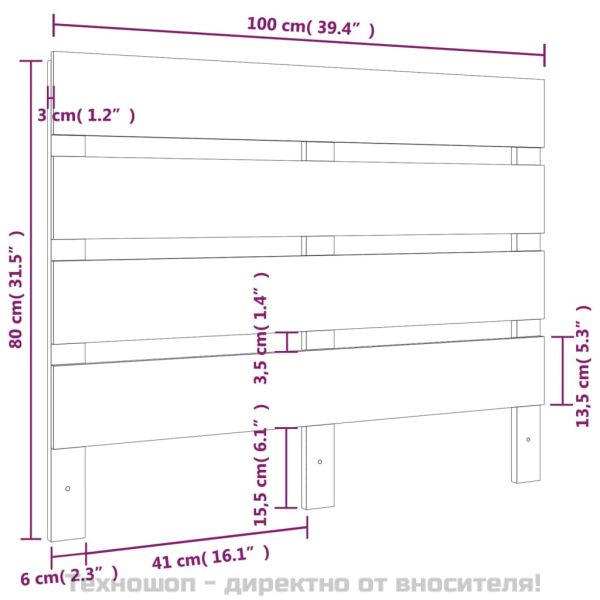 Табла за спалня, черна, 100x3x80 см, бор масив