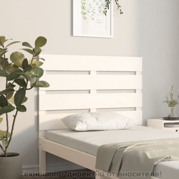 Табла за спалня, бяла, 75x3x80 см, борово дърво масив