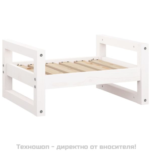 Кучешко легло, бяло, 55,5x45,5x28 см, борова дървесина масив