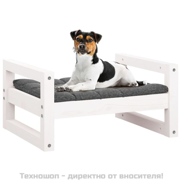 Кучешко легло, бяло, 55,5x45,5x28 см, борова дървесина масив