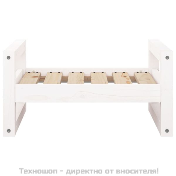 Кучешко легло, бяло, 55,5x45,5x28 см, борова дървесина масив
