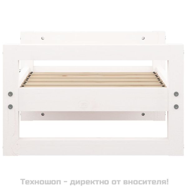 Кучешко легло, бяло, 55,5x45,5x28 см, борова дървесина масив