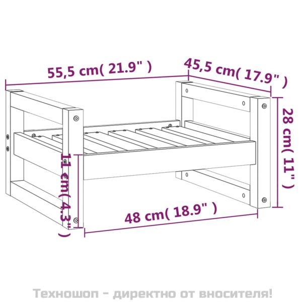 Кучешко легло, бяло, 55,5x45,5x28 см, борова дървесина масив