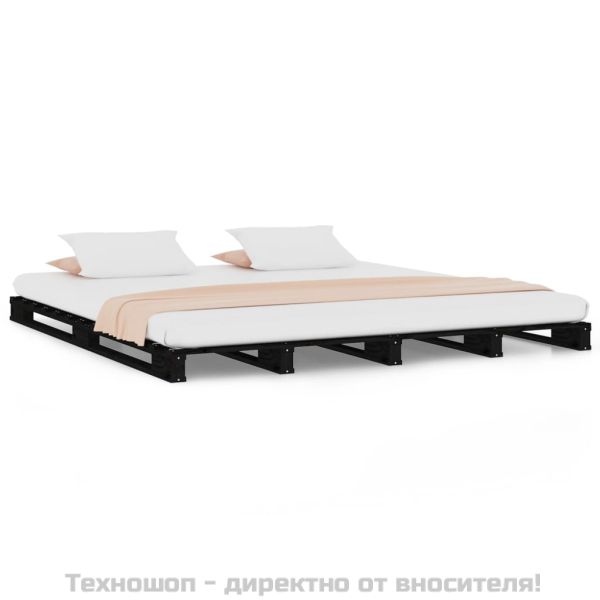 Легло от палети черно 135x190 см бор масив Double