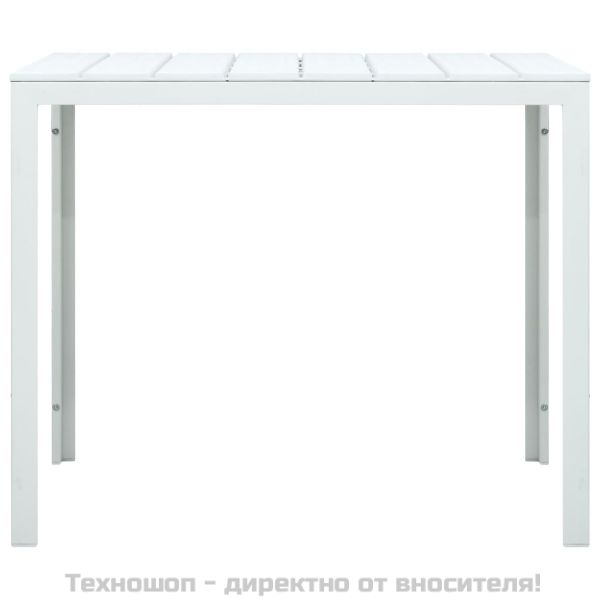 Маса за кафе, бяла, 78x78x74 см, HDPE, дървен вид