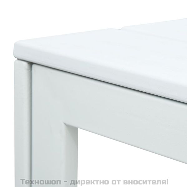 Маса за кафе, бяла, 78x78x74 см, HDPE, дървен вид